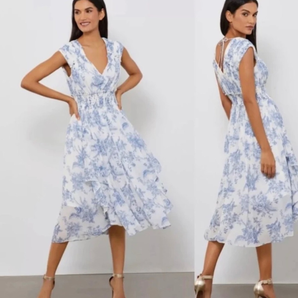 BCBG Max Azria Floral Print Sleeveless Midi Dress- New Without Tag Size S - Picture 5 of 6